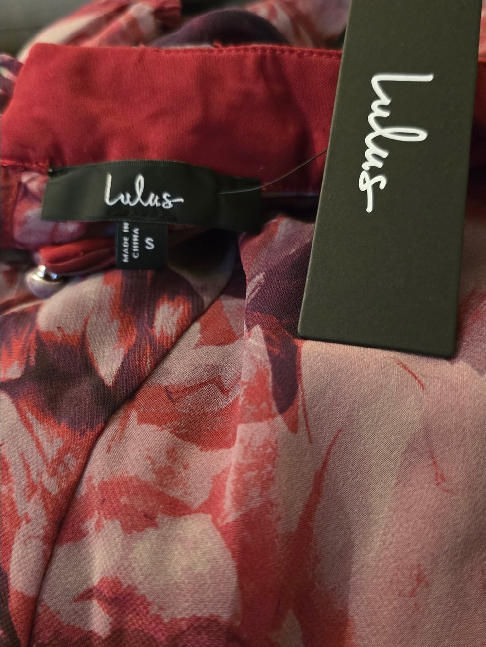 Lulu's Red and Pink Floral Maxi Dress with Puff Sleeves - Picture 5 of 5
